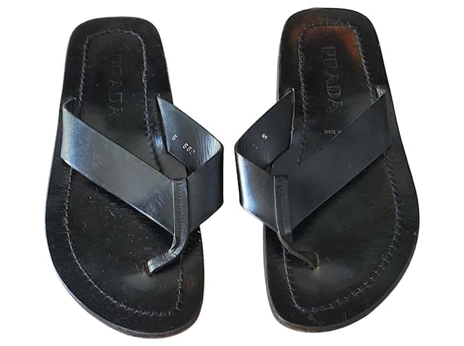 Prada Men Sandals Black Leather ref.956121 - Joli Closet