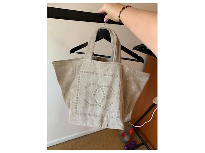 Chanel Strandtasche mit zwei Handtüchern Beige - Ansicht 3
