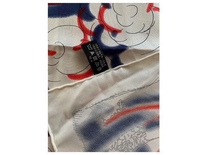 Foulard Chanel con stampa testa d'orso Bianco Rosso Blu - vista 8