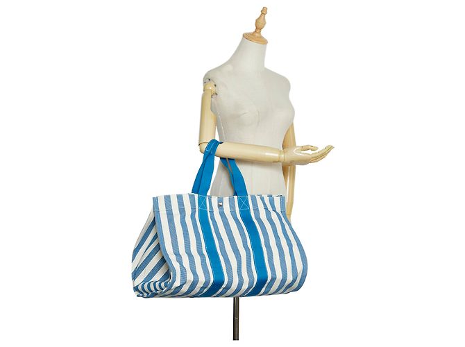 Hermès Hermes Blue Toile H Cannes GM Bianco - vista 10