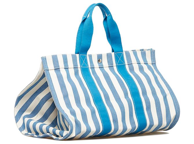 Hermès Hermes Blue Toile H Cannes GM Bianco - vista 2