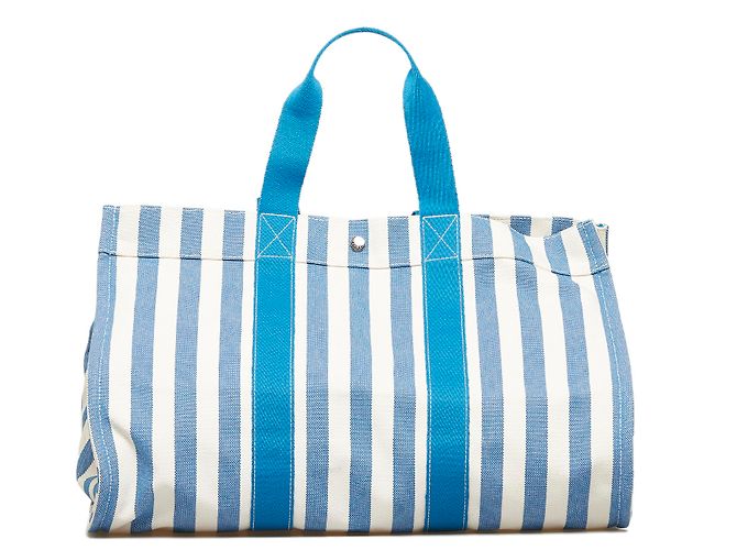 Hermès Hermes Blue Toile H Cannes GM Bianco - vista 3