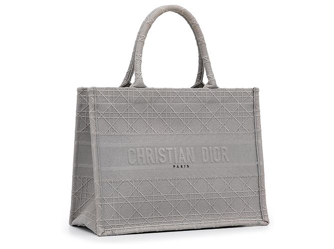Borsa a libro ricamata Cannage media grigia Dior Marrone - vista 2