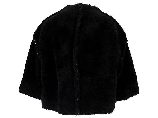 Giacca corta Rick Owens Legaspi in shearling nero - vista 3