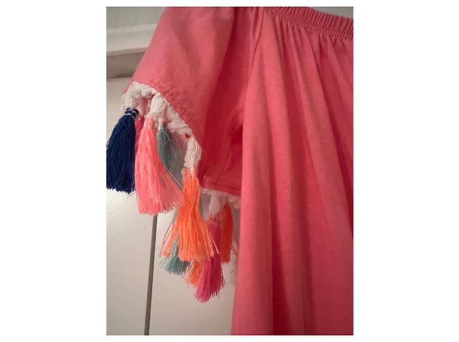 Abito Asos in cotone rosa con pompon multicolore - vista 3