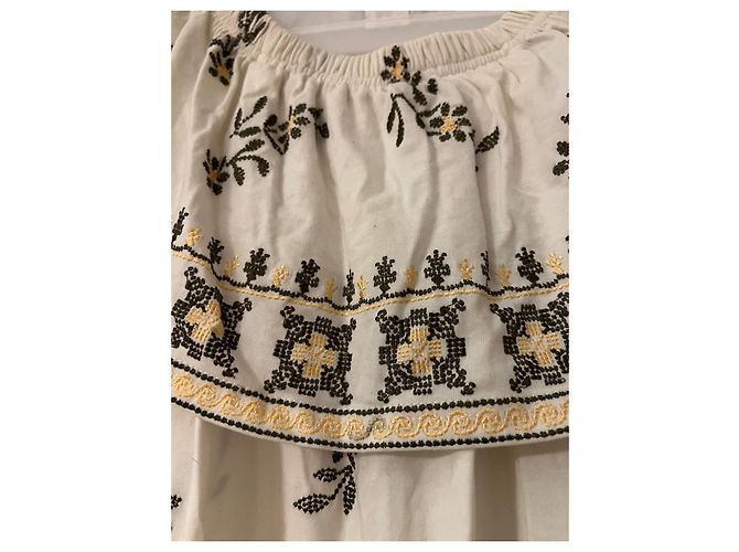 Mini abito Asos in cotone ecru con ricami gialli e verdi Taglia 34 Crudo - vista 3