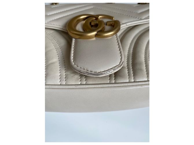 Borsa a tracolla Gucci GG Marmont in pelle bianca Bianco - vista 12