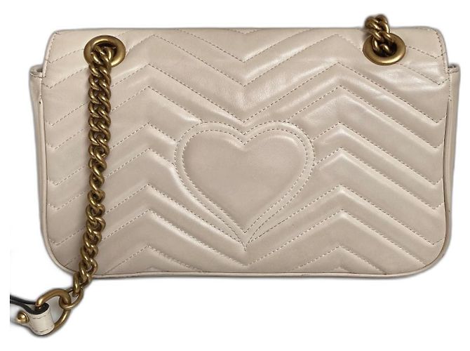 Borsa a tracolla Gucci GG Marmont in pelle bianca Bianco - vista 2