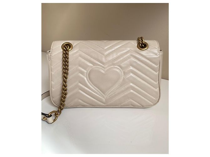 Borsa a tracolla Gucci GG Marmont in pelle bianca Bianco - vista 4