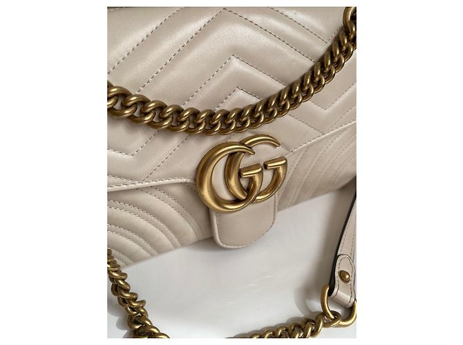 Borsa a tracolla Gucci GG Marmont in pelle bianca Bianco - vista 6