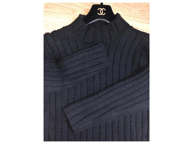 Chanel Schwarzer Wollpullover Lang - Ansicht 3
