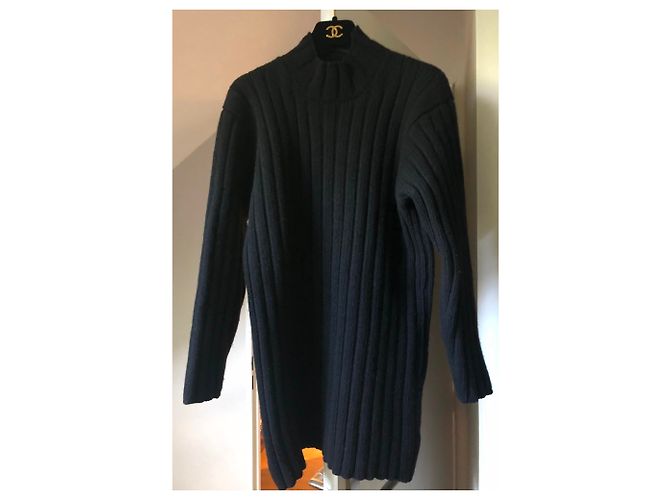 Chanel Schwarzer Wollpullover Lang - Ansicht 9