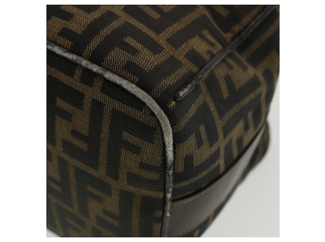 FENDI Zucca Canvas Vanity Pouch Borsa a mano Nylon Marrone Nero Auth tb667 - vista 14