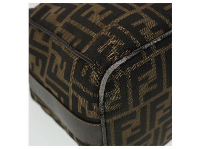 FENDI Zucca Canvas Vanity Pouch Borsa a mano Nylon Marrone Nero Auth tb667 - vista 15