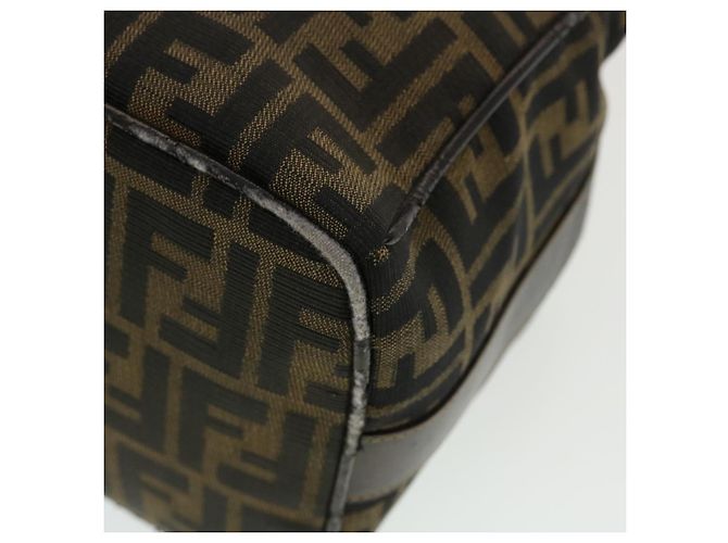 FENDI Zucca Canvas Vanity Pouch Borsa a mano Nylon Marrone Nero Auth tb667 - vista 16