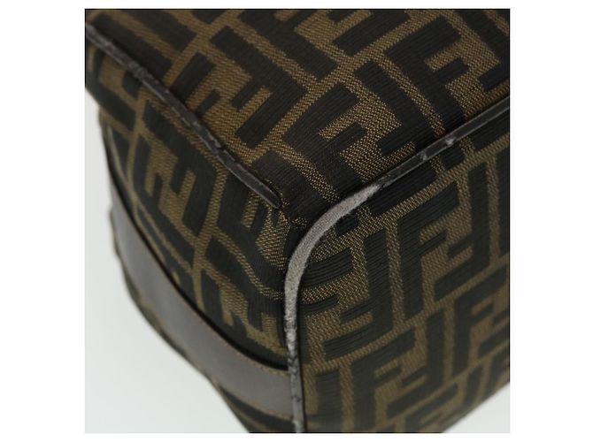 FENDI Zucca Canvas Vanity Pouch Borsa a mano Nylon Marrone Nero Auth tb667 - vista 17