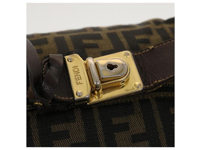 FENDI Zucca Canvas Vanity Pouch Borsa a mano Nylon Marrone Nero Auth tb667 - vista 18