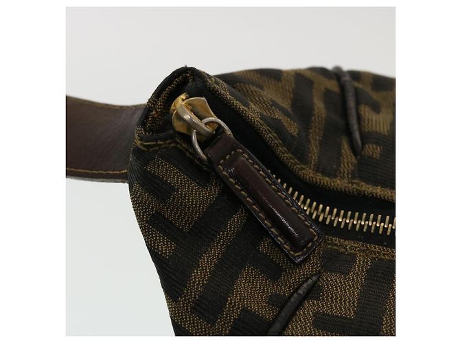 FENDI Zucca Canvas Vanity Pouch Borsa a mano Nylon Marrone Nero Auth tb667 - vista 20