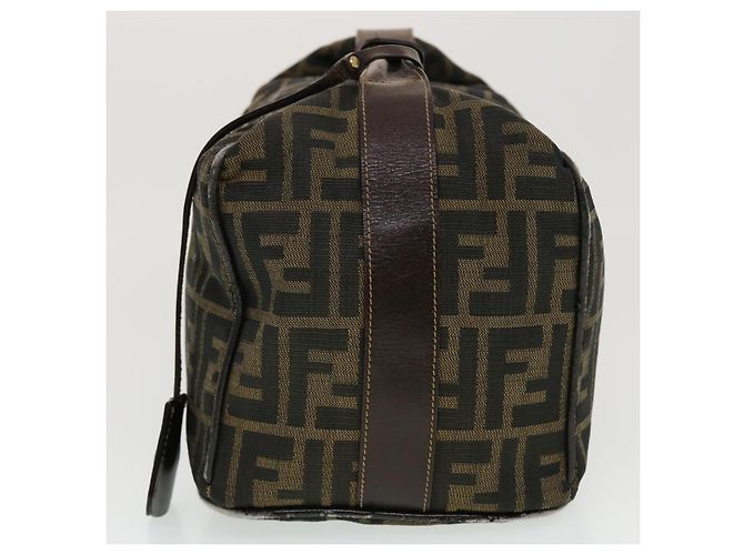 FENDI Zucca Canvas Vanity Pouch Borsa a mano Nylon Marrone Nero Auth tb667 - vista 3