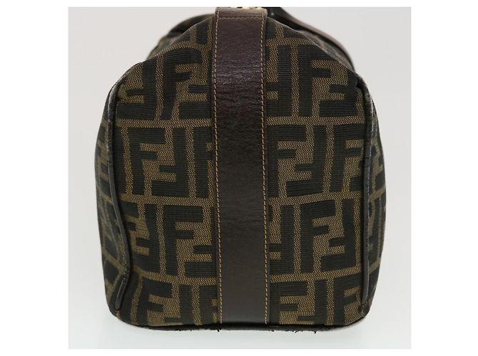 FENDI Zucca Canvas Vanity Pouch Borsa a mano Nylon Marrone Nero Auth tb667 - vista 4