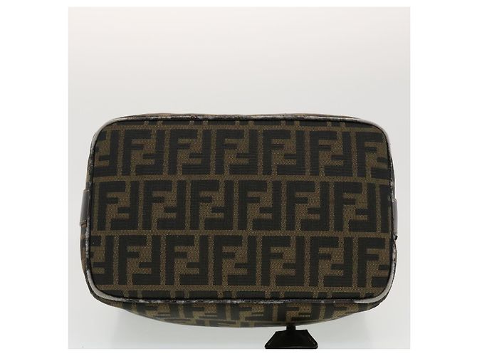 FENDI Zucca Canvas Vanity Pouch Borsa a mano Nylon Marrone Nero Auth tb667 - vista 5