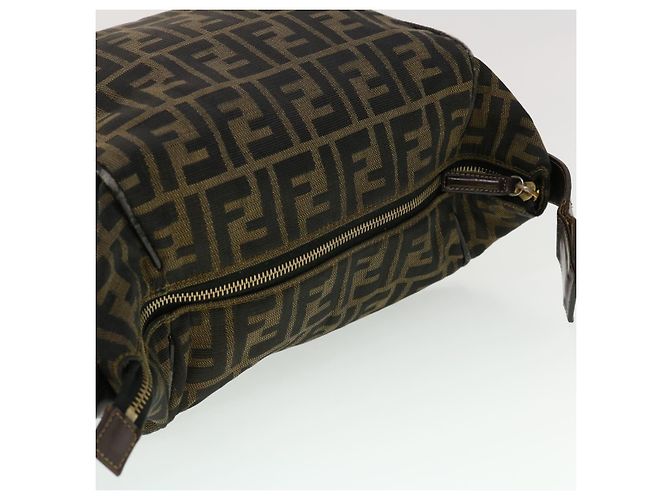 FENDI Zucca Canvas Vanity Pouch Borsa a mano Nylon Marrone Nero Auth tb667 - vista 6
