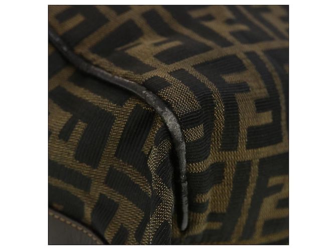 FENDI Zucca Canvas Vanity Pouch Borsa a mano Nylon Marrone Nero Auth tb667 - vista 7