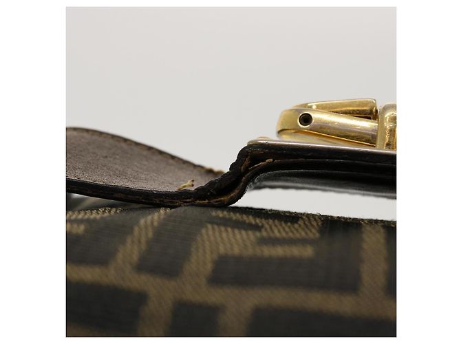 FENDI Zucca Canvas Vanity Pouch Borsa a mano Nylon Marrone Nero Auth tb667 - vista 9