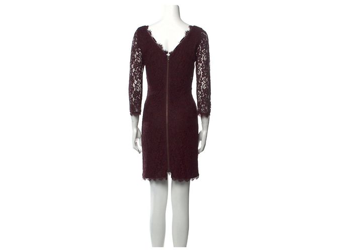 Diane Von Furstenberg Vestido de encaje burdeos Zarita de DvF Púrpura Ciruela - vista 3
