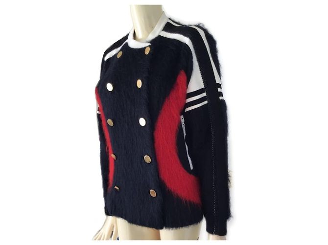 ***Louis Vuitton Mohairjacke Schwarz Weiß Rot Mehrfarben - Ansicht 3