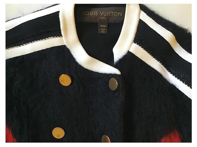 ***Louis Vuitton Mohairjacke Schwarz Weiß Rot Mehrfarben - Ansicht 6