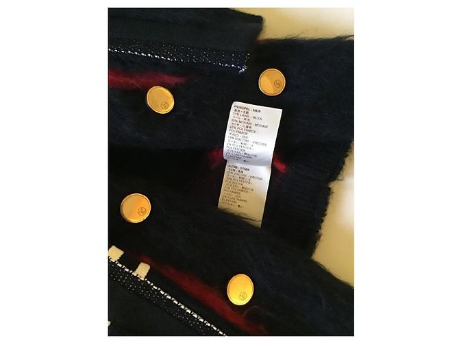 ***Louis Vuitton Mohairjacke Schwarz Weiß Rot Mehrfarben - Ansicht 8