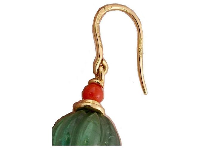 Bulgari ***Bvlgari Gold Coral Tourmaline Hook Orecchini - vista 4