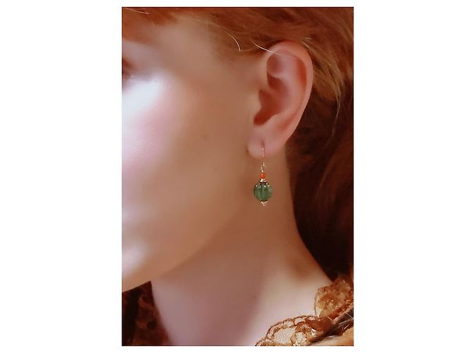 Bulgari ***Bvlgari Gold Coral Tourmaline Hook Orecchini - vista 6