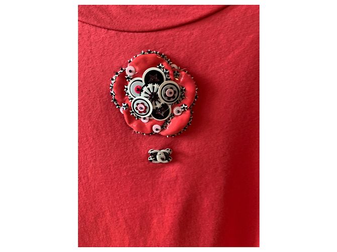 Camiseta Chanel Camellias de algodón rosa - vista 11