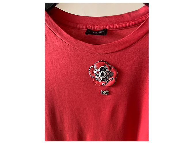 Camiseta Chanel Camellias de algodón rosa - vista 12
