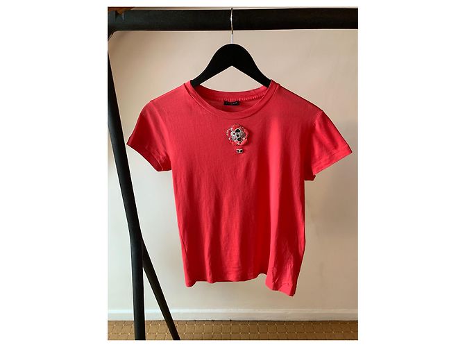 Camiseta Chanel Camellias de algodón rosa - vista 13