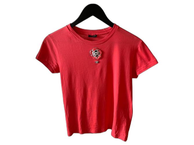 Camiseta Chanel Camellias de algodón rosa - vista 2