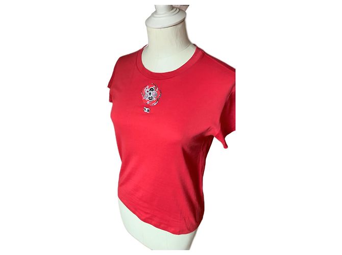 Camiseta Chanel Camellias de algodón rosa - vista 3