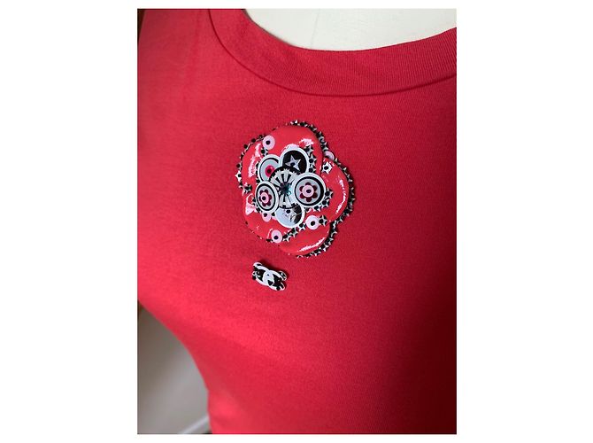 Camiseta Chanel Camellias de algodón rosa - vista 5