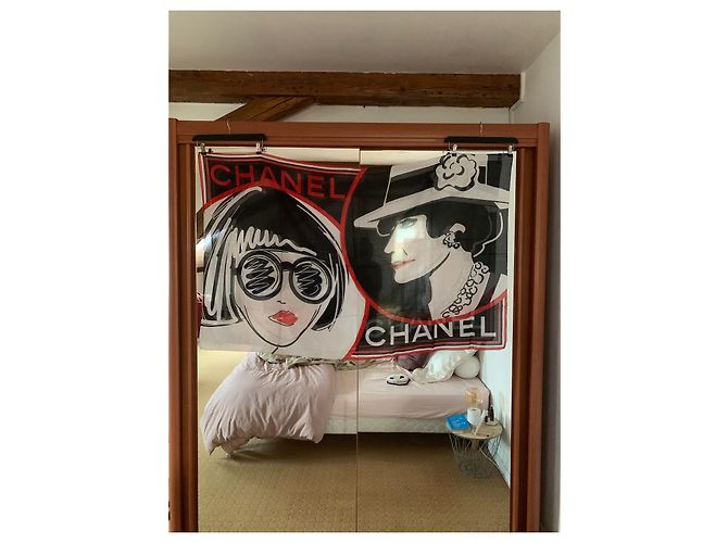 Chanel Coco Sarong schwarz weiß rot Baumwolle - Ansicht 3
