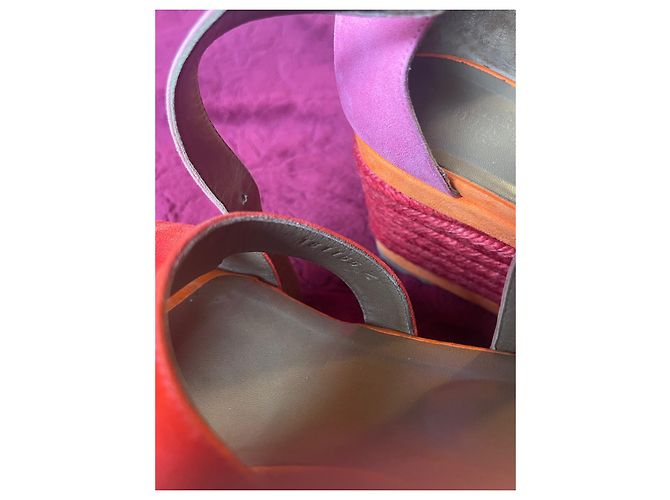 Hermès Espadrillas ilana in camoscio arancio solare Arancione - vista 4