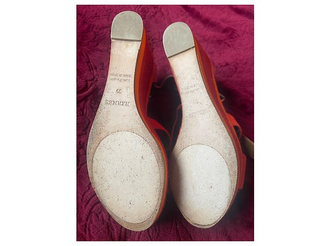 Hermès Espadrillas ilana in camoscio arancio solare Arancione - vista 5