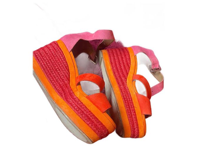 Hermès Espadrillas ilana in camoscio arancio solare Arancione - vista 2