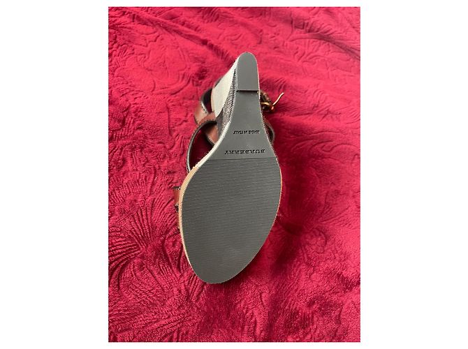 Mule con zeppa Burberry in pelle marrone - vista 6
