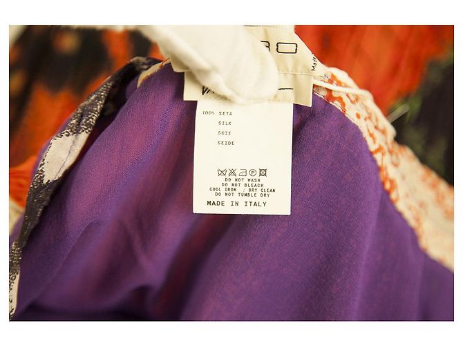Etro Orange 100% Jupe mi-longue en soie plissée avec cordon de serrage au genou Taille 44 Multicolore - vue 4