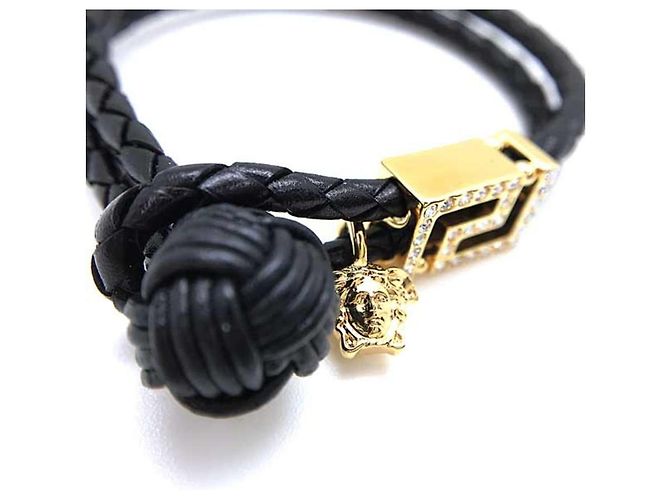 Pulseira Versace Preta e Dourada de Metal Preto Dourado - vista 2