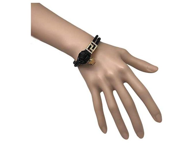 Pulseira Versace Preta e Dourada de Metal Preto Dourado - vista 5