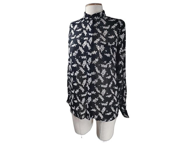 Ganni Top Camicia Seymour Georgette in Viscosa Multicolore - vista 2