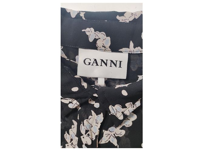 Ganni Top Camicia Seymour Georgette in Viscosa Multicolore - vista 5